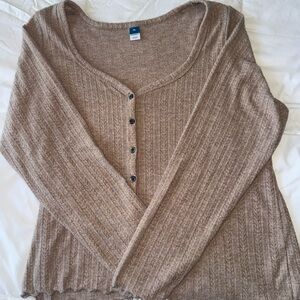 Old Navy Tan Cardigan Sweater with Ribbed Knit